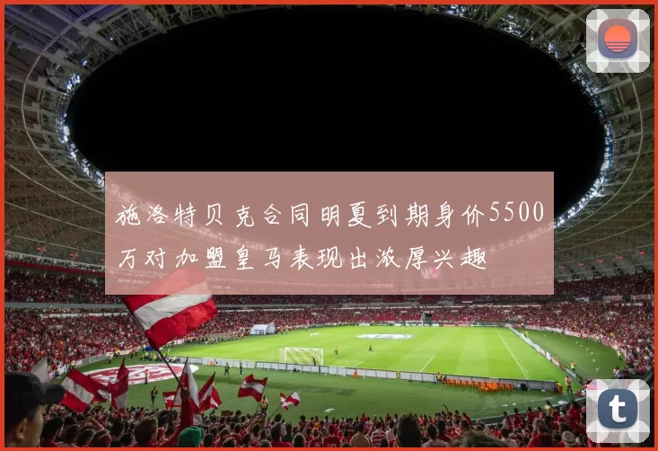 施洛特贝克合同明夏到期身价5500万对加盟皇马表现出浓厚兴趣